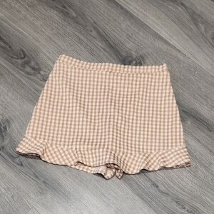 Olivia Rae Carmel Brown Gingham Skort